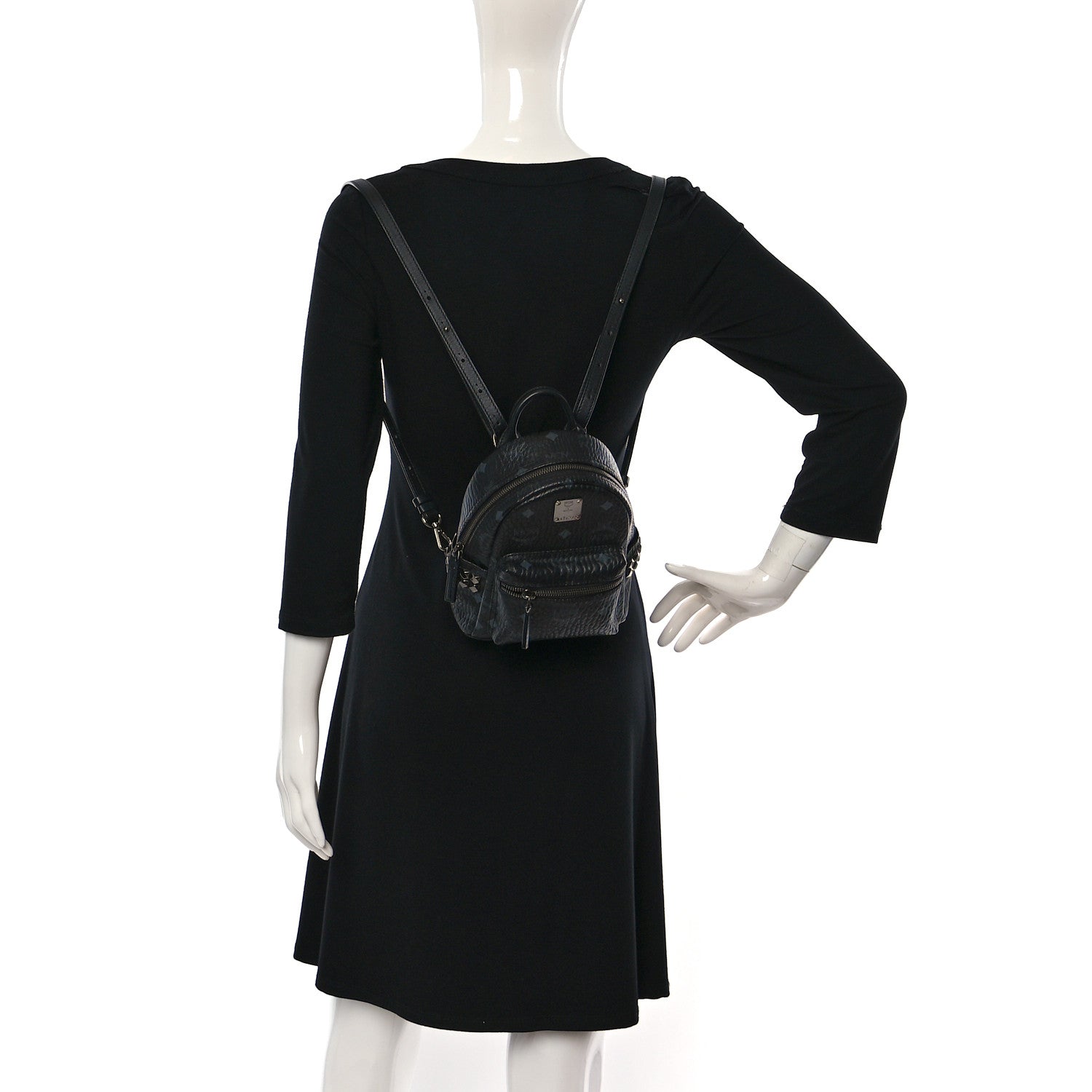 MCM Visetos Side Stud X-Mini Stark Bebe Boo Backpack Black 2 of 8