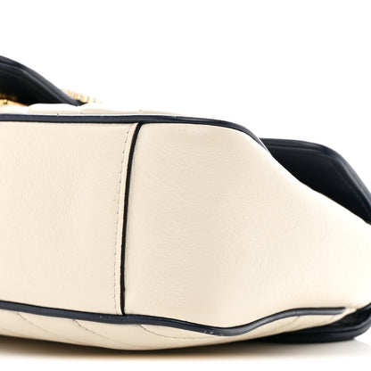 Gucci Vintage Effect Calfskin Matelasse Diagonal Small Torchon GG Marmont Shoulder Bag Mystic White Blue Agata 10 of 10