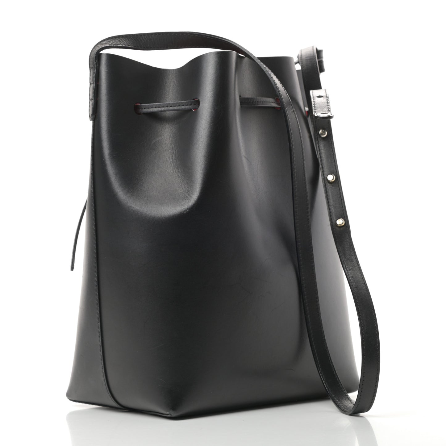 Vegetable Tanned Calfskin Bucket Bag Black Flamma