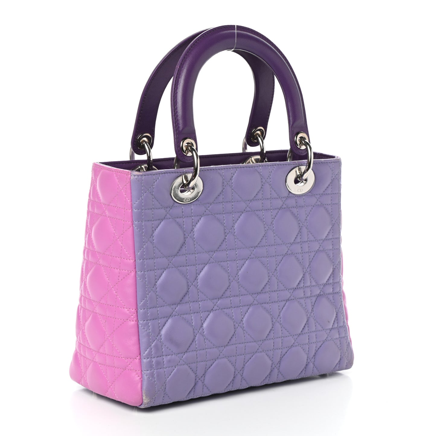 Lambskin Cannage Medium Bi-Color Lady Dior Pink Purple