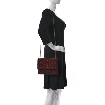 Lanvin Suede Calfskin Mini Sugar Flap Shoulder Bag Burgundy 2 of 9
