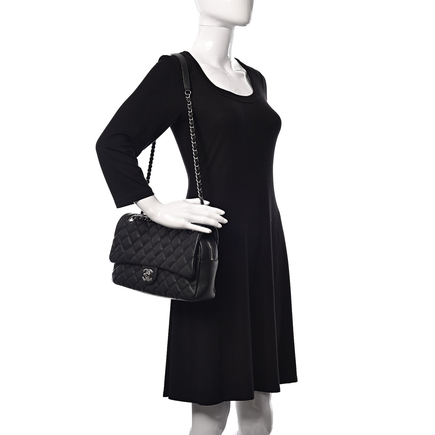 Caviar Quilted Jumbo Easy Flap Black