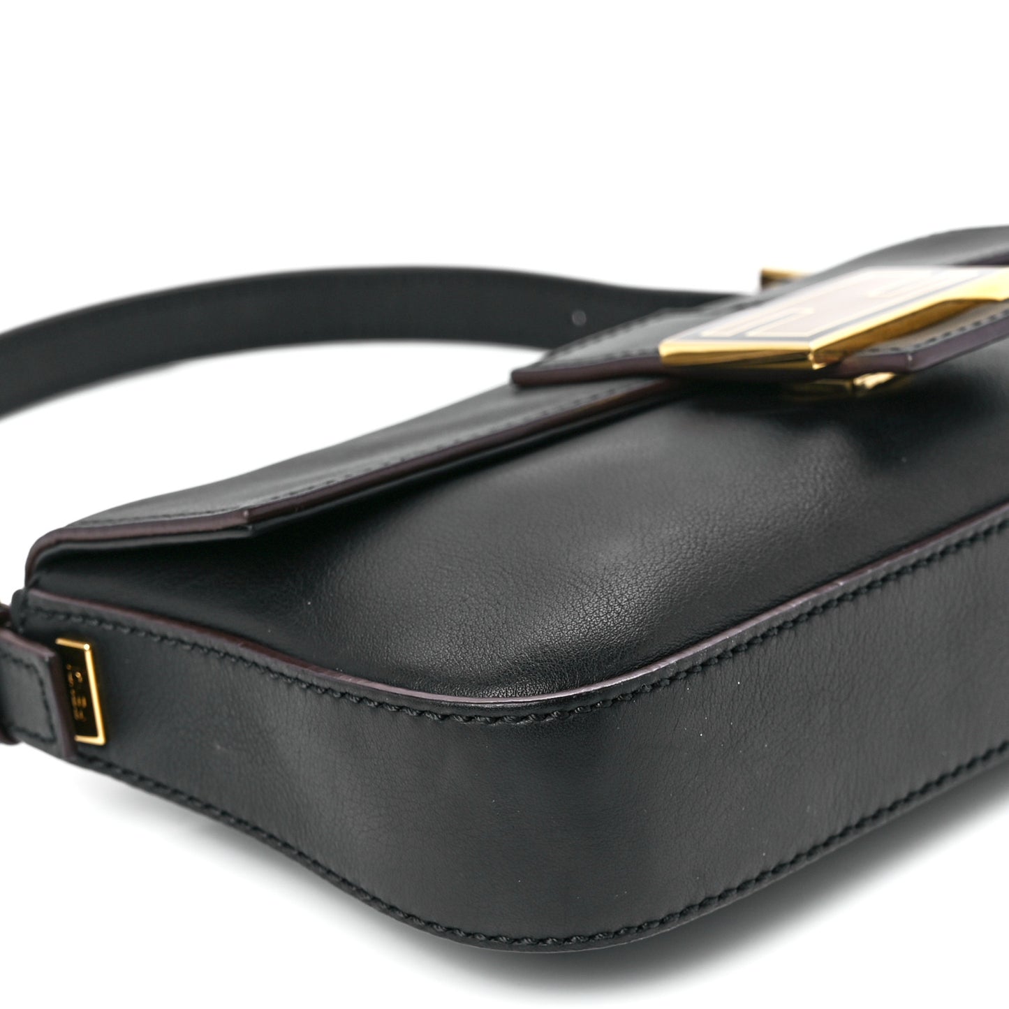 Vitello Flamingo Enamel Baguette Black