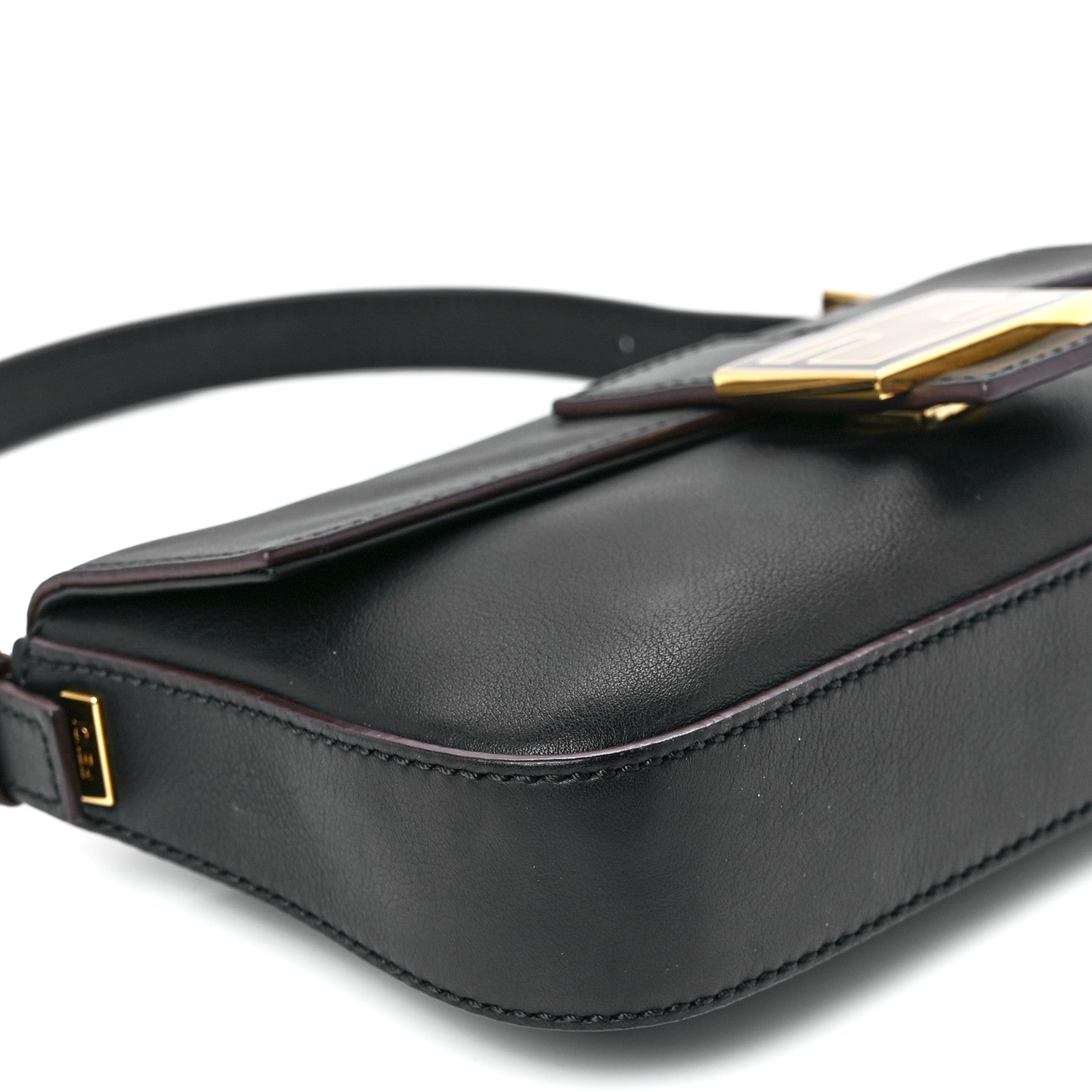 Fendi Vitello Flamingo Enamel Baguette Black 12 of 13