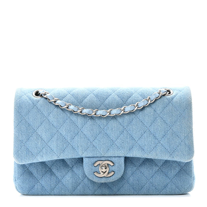 Chanel Denim Quilted Medium Double Flap Light Blue 1 of 10