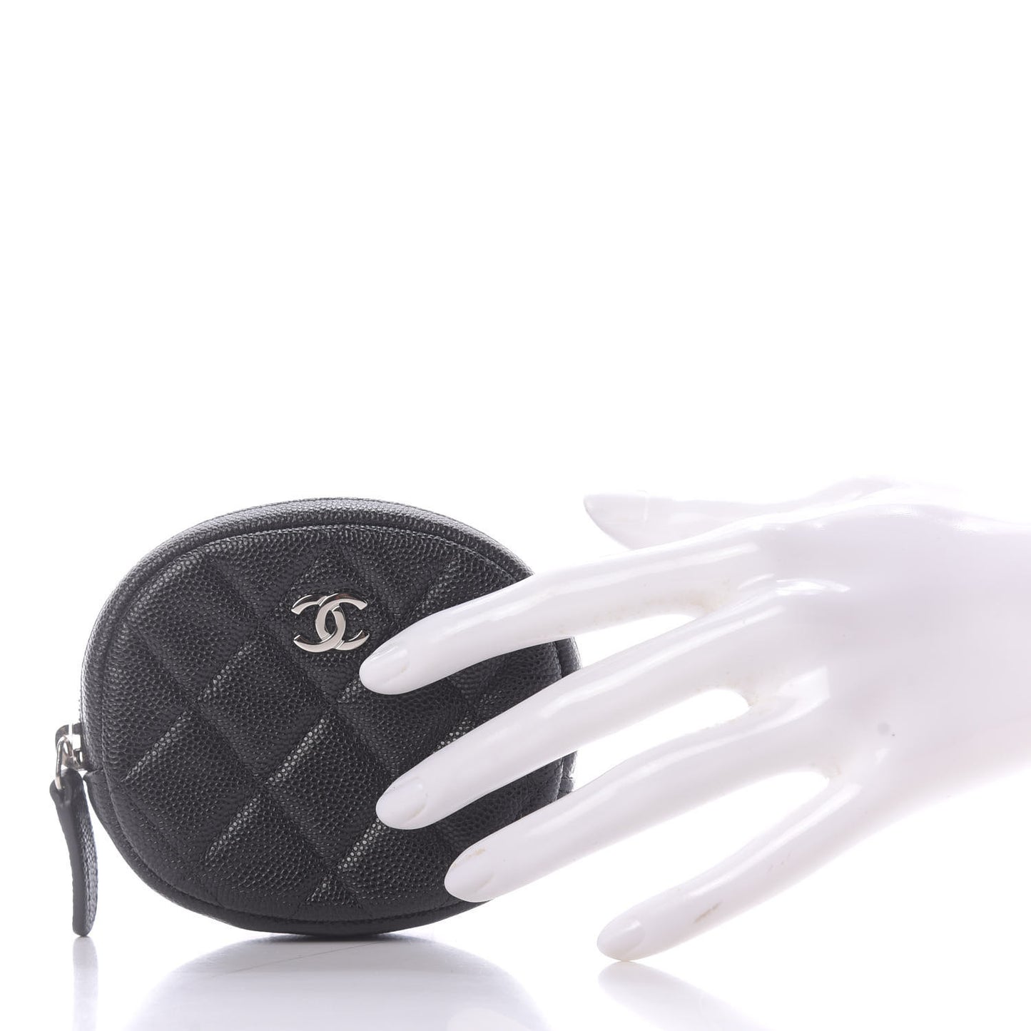 Caviar Quilted Zip Around Classic Coin Purse Black