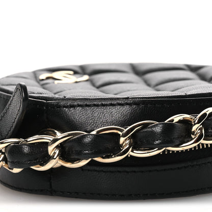 Chanel Lambskin Quilted Chain Round Mini Clutch Black 10 of 12