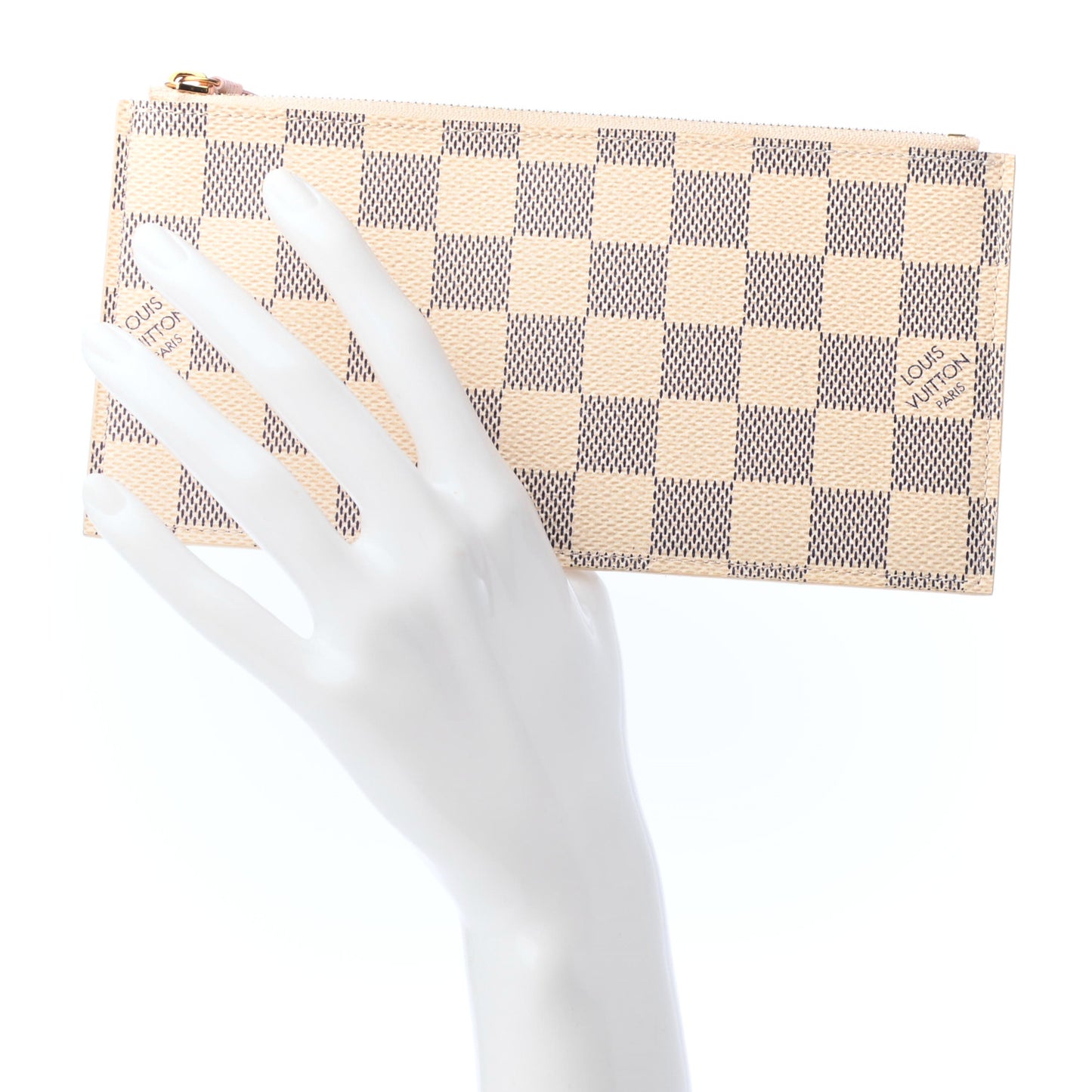 Damier Azur Felicie Chain Wallet Zippered Insert Rose Ballerine