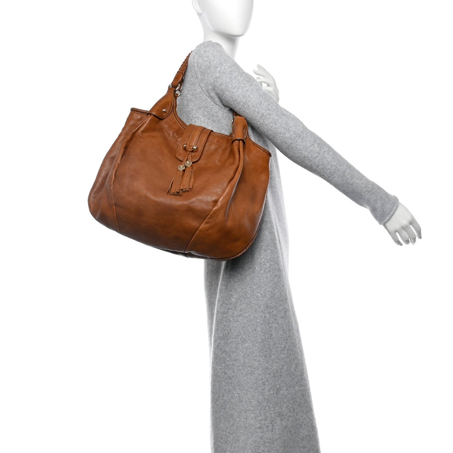 Pebbled Calfskin Medium Marrakech Shoulder Bag Camel