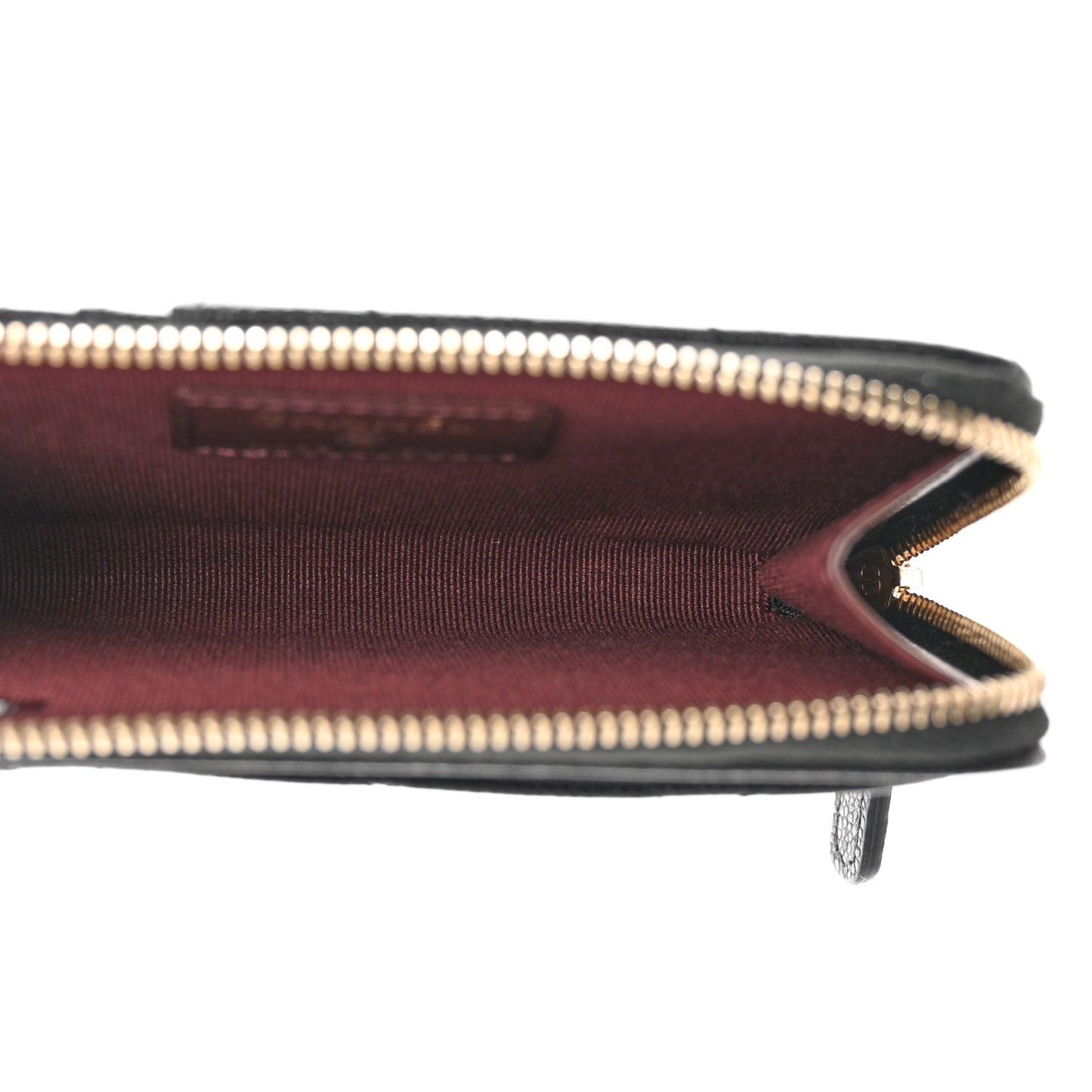 Caviar Quilted Zip Card Holder Black