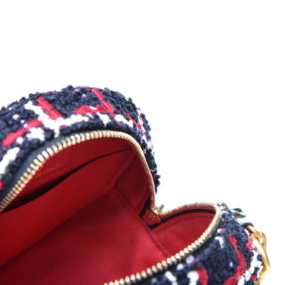 Chanel Tweed Quilted Chanel 19 Round Clutch With Chain Blue White Red 4 of 9