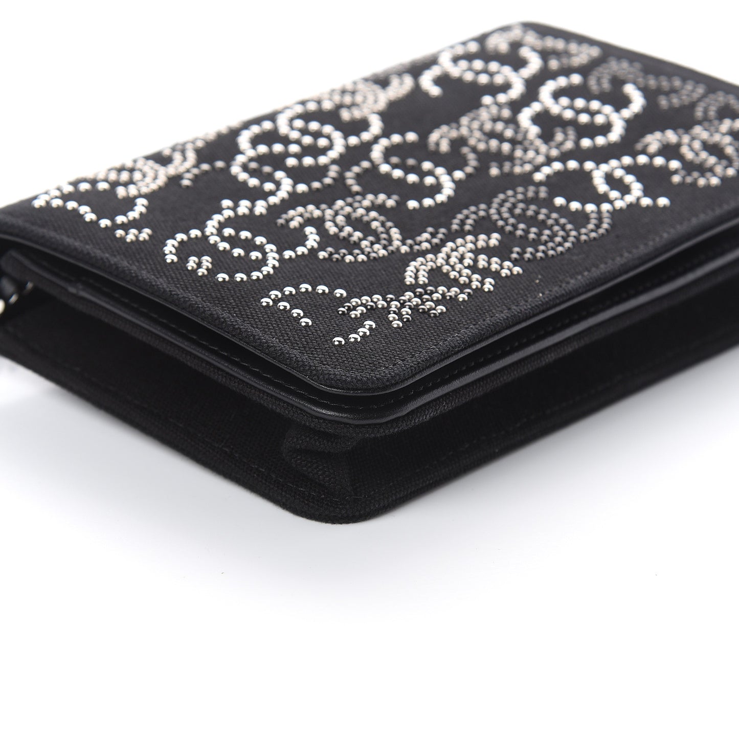 Canvas Studded CC Wallet On Chain WOC Black