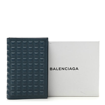 Balenciaga Calfskin Grid Embossed Passport Cover Bleu Glacier 10 of 10