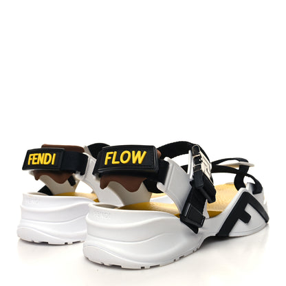 Fendi Rubber Jacquard Lycra TPU FF Mens Fendi Flow Sandals 8 Black Tobacco Ultra White 4 of 7