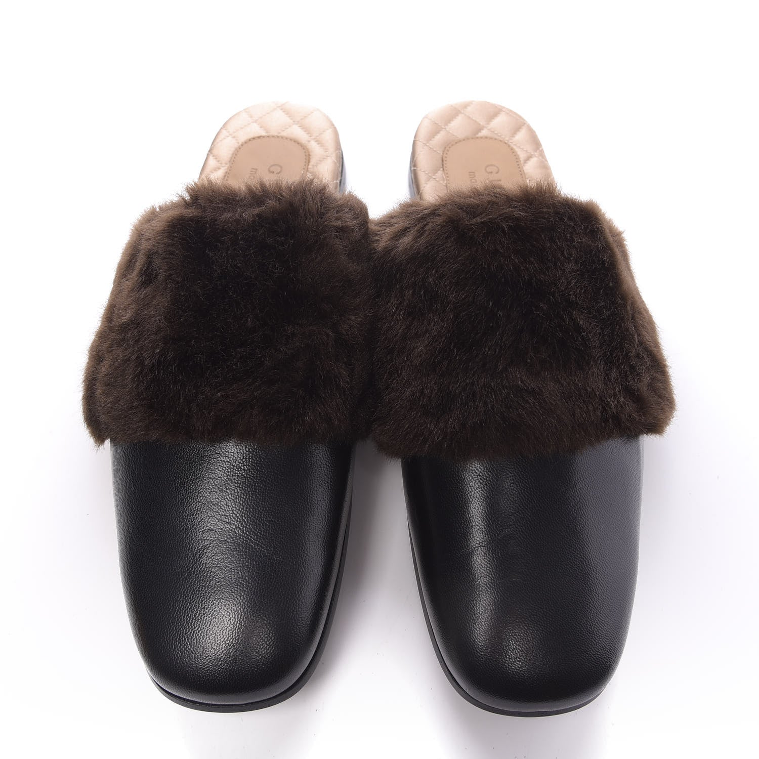 Gucci Malaga Kid Faux Fur Mens Lawrence Slippers 8 Black 6 of 10