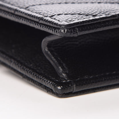 Saint Laurent Grain De Poudre Matelasse Chevron Monogram Envelope Chain Wallet Black 9 of 10