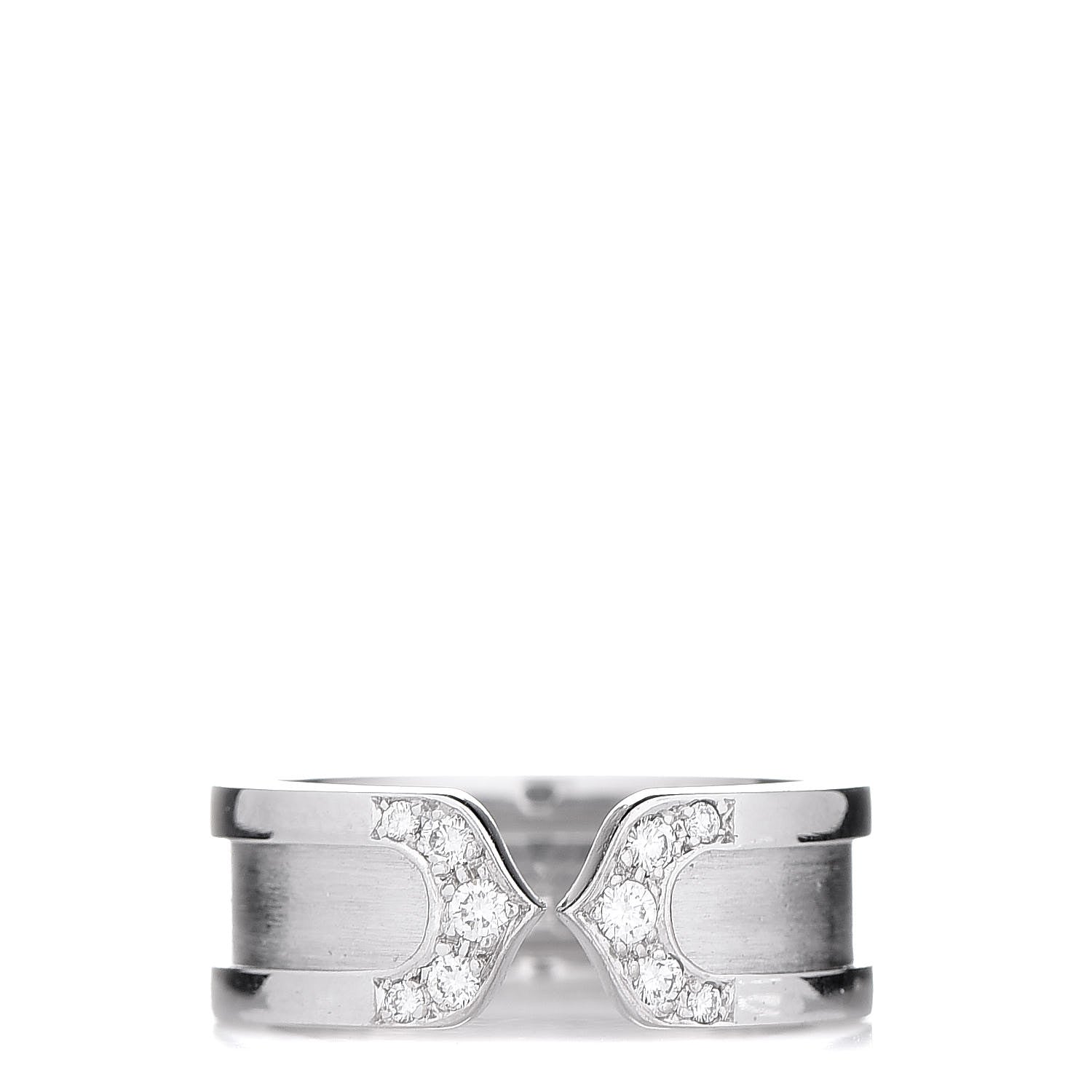 Cartier 18K White Gold Diamond 6.5mm Logo De Ring 46 3.75 1 of 6