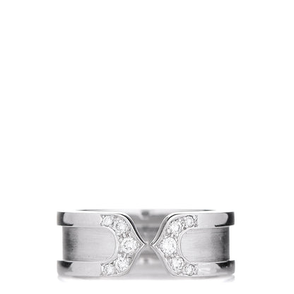 Cartier 18K White Gold Diamond 6.5mm Logo De Ring 46 3.75 1 of 6
