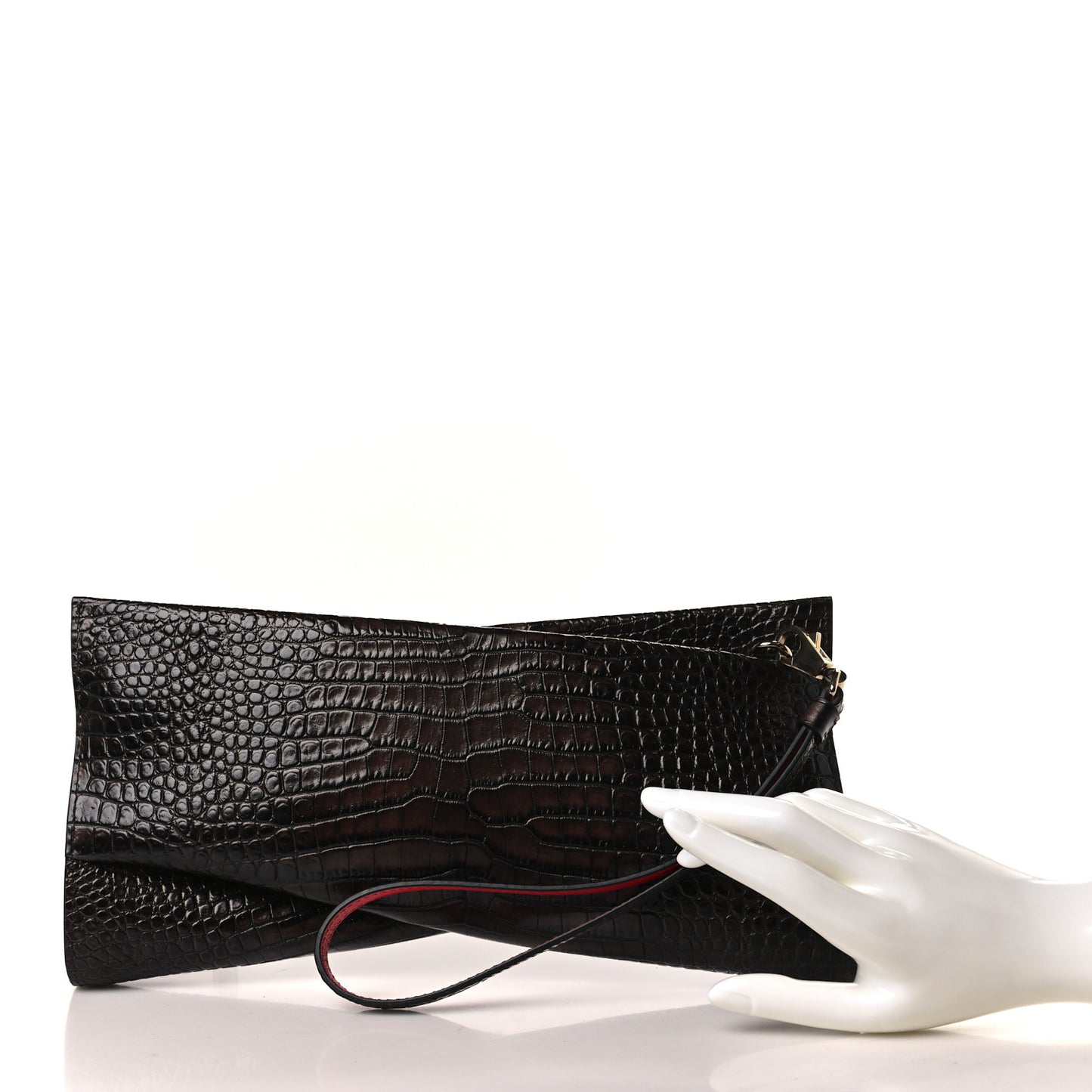 Loubitwist Crocodile Embossed Clutch Black