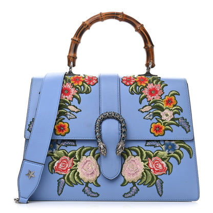 Gucci Moon Calfskin Crystal Web Embroidered Large Dionysus Bamboo Top Handle Bag Clear Sky Blue Multicolor 1 of 10