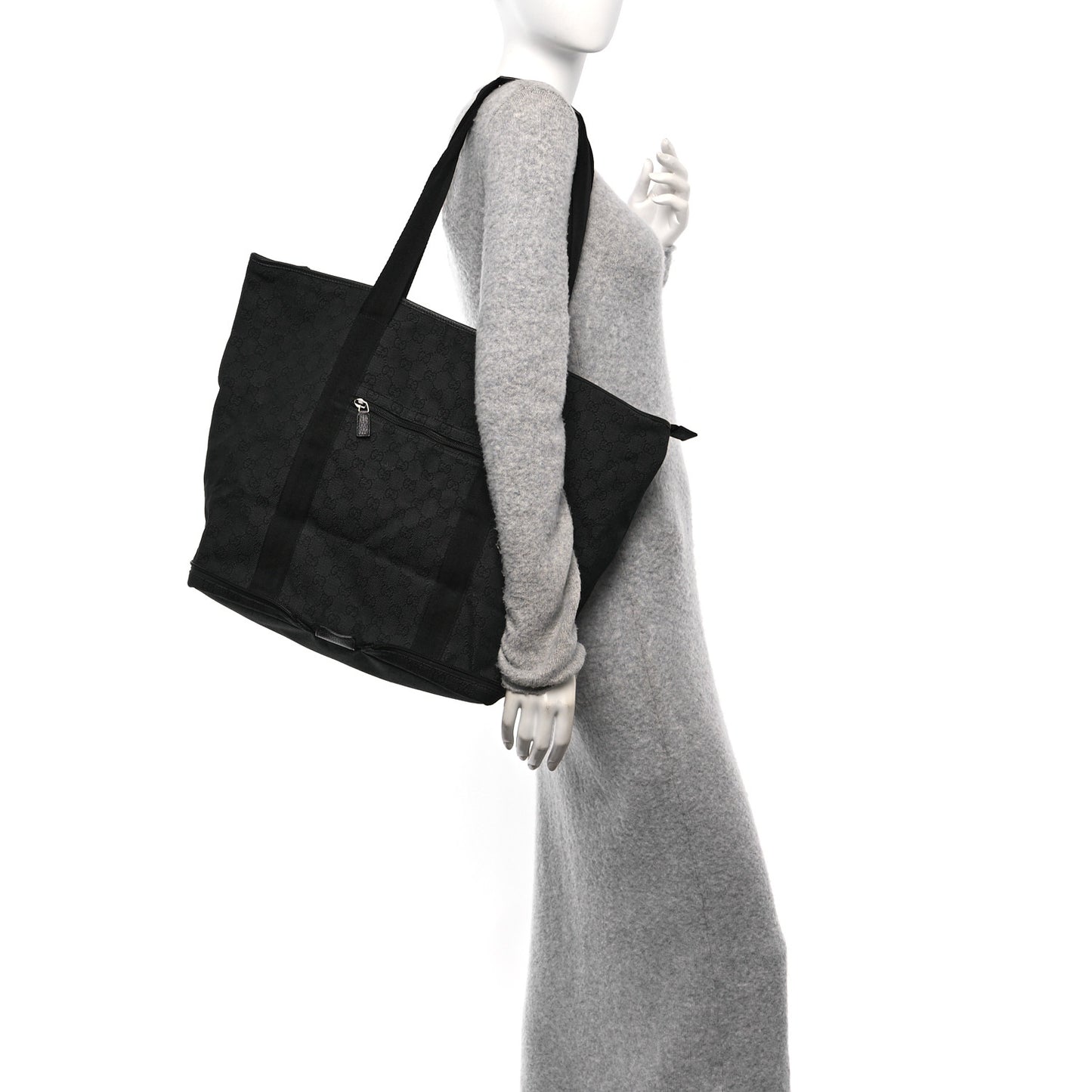 Denim Monogram Large Collapsible Travel Tote Black