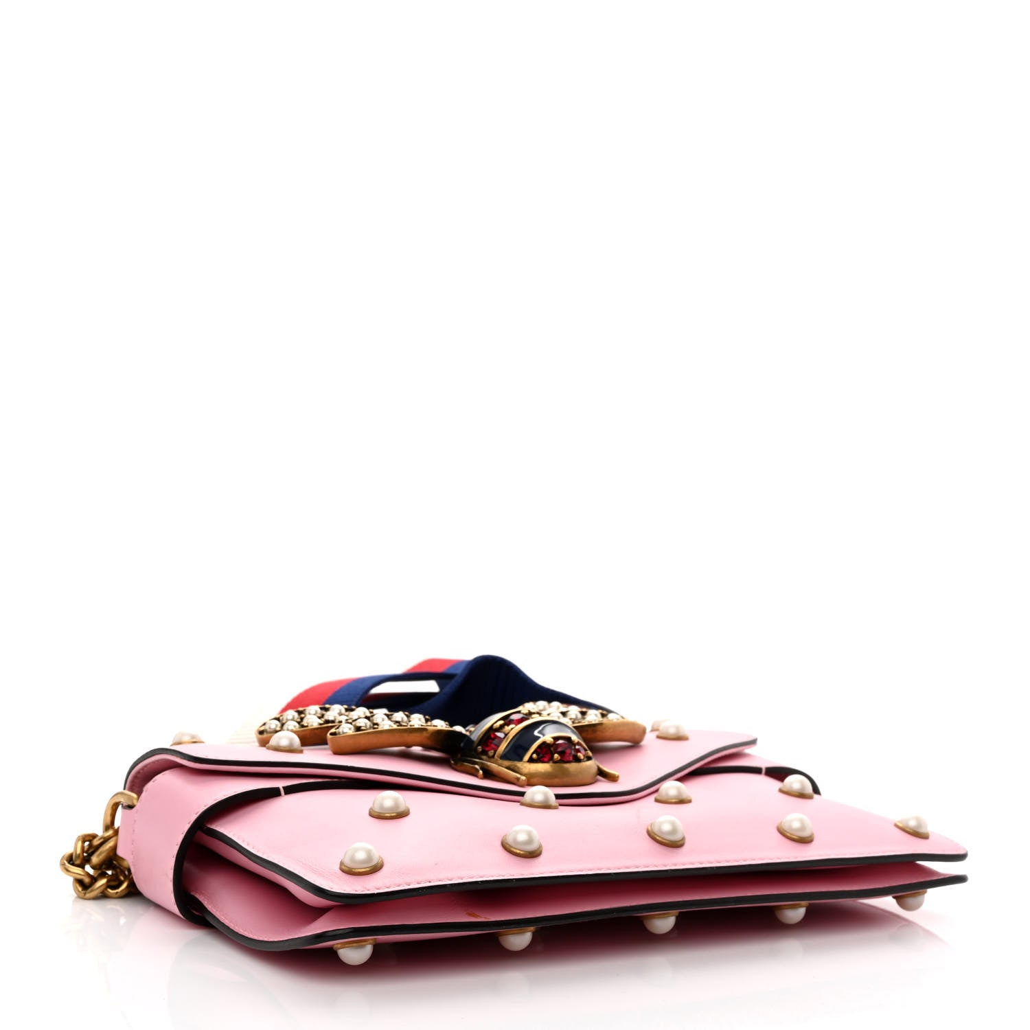 Gucci Nappa Pearl Studded Mini Queen Margaret Broadway Shoulder Bag Sugar Pink 4 of 12