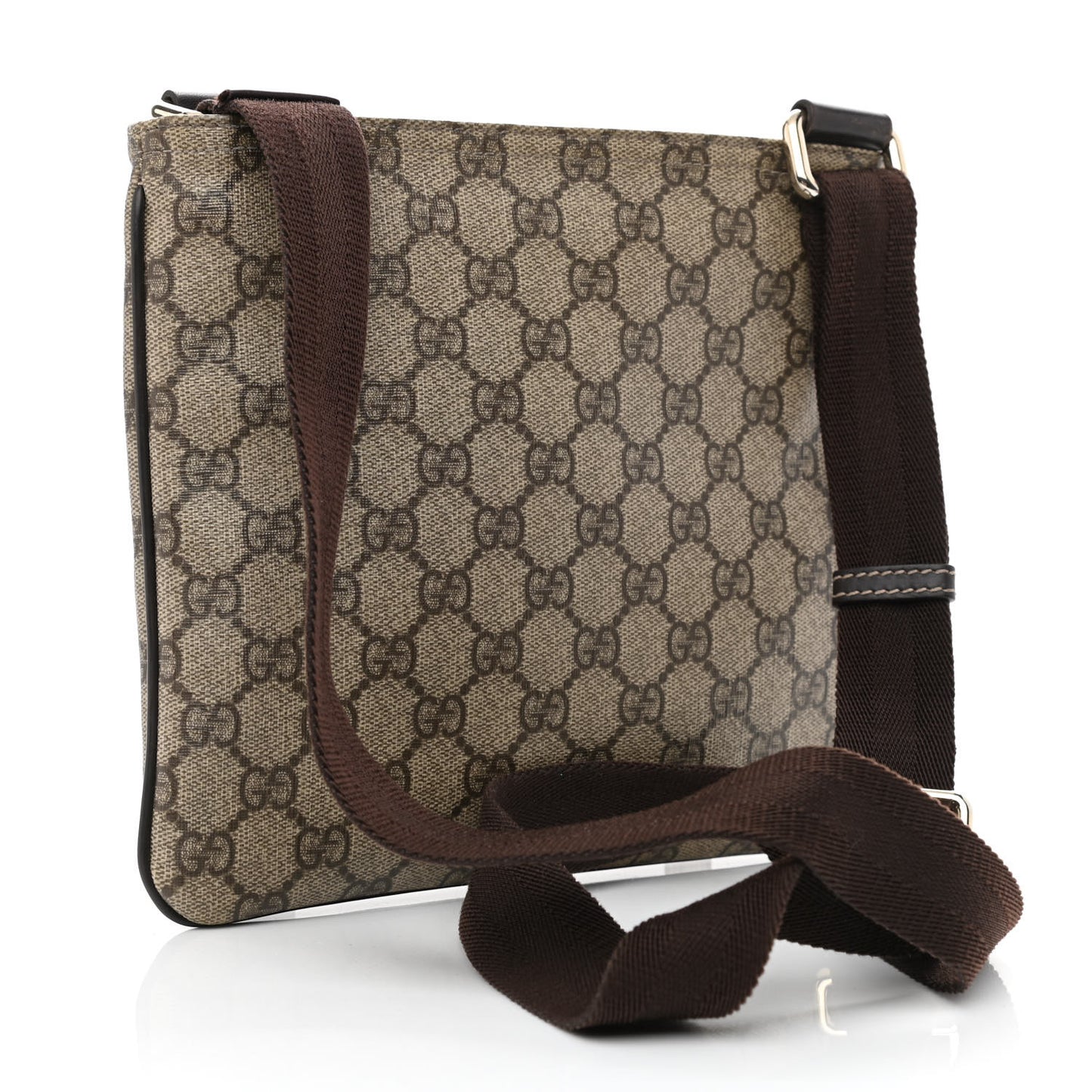 GG Supreme Monogram Small Flat Messenger Bag Dark Brown