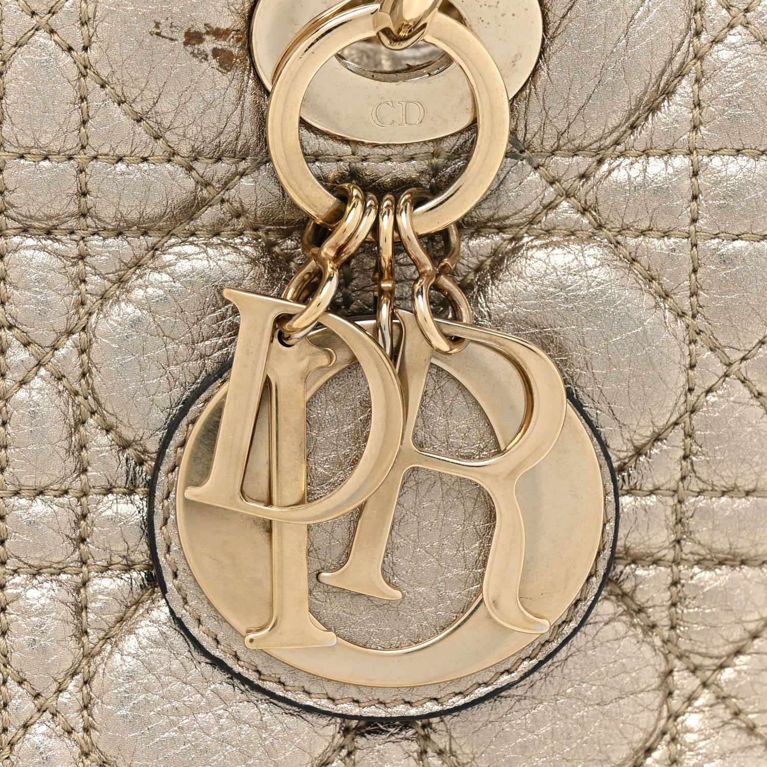 Christian Dior Metallic Grained Calfskin Cannage Medium Supple Lady Dior Gold 19 of 28