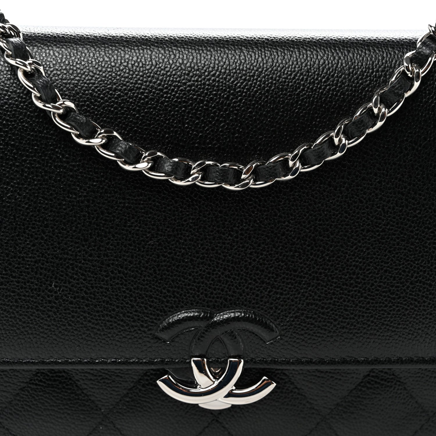 Chanel Grained Calfskin Quilted CC Box Wallet On Chain WOC Black 9 of 11