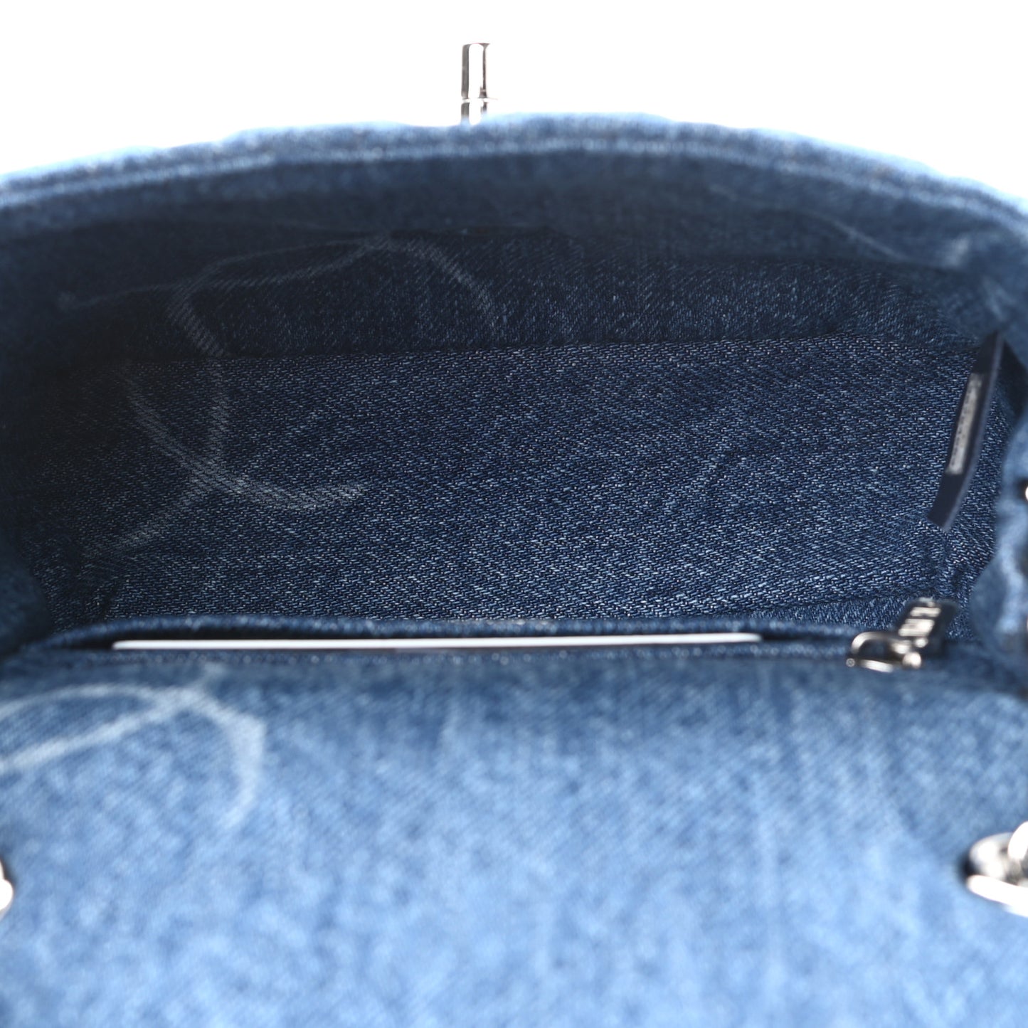 Denim CC Quilted Mini Square Flap Blue