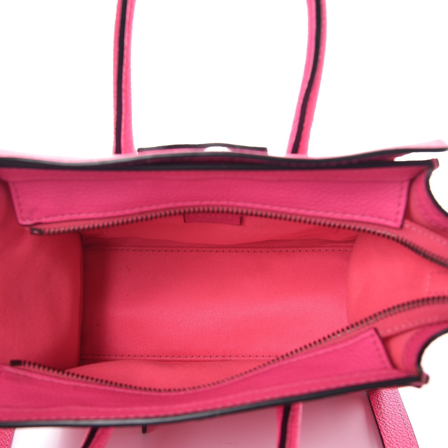 Drummed Calfskin Nano Luggage Fluo Pink