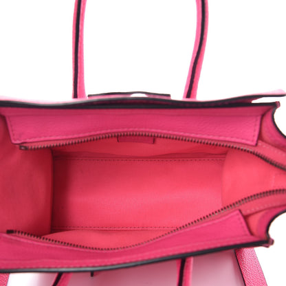 Celine Drummed Calfskin Nano Luggage Fluo Pink 5 of 16