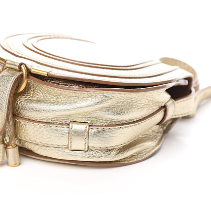 Chloe Metallic Calfskin Mini Marcie Round Crossbody Bag Gold 9 of 11