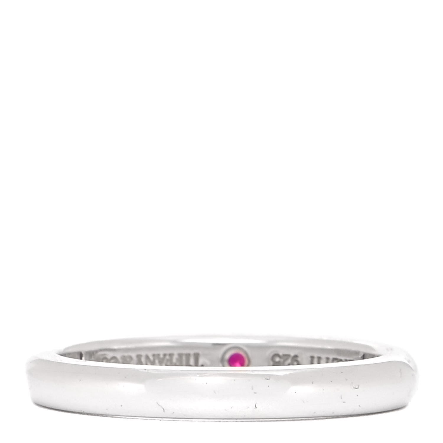 Tiffany Sterling Silver Ruby Elsa Peretti Band Ring 53 6.5 3 of 4