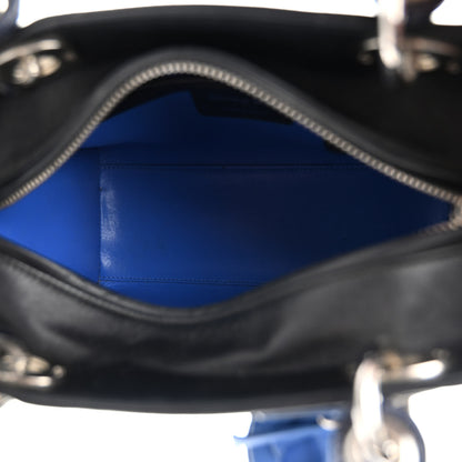 Christian Dior Calfskin Patent Embroidered Valentines Day Heart Medium Lady Dior Black Blue 5 of 9