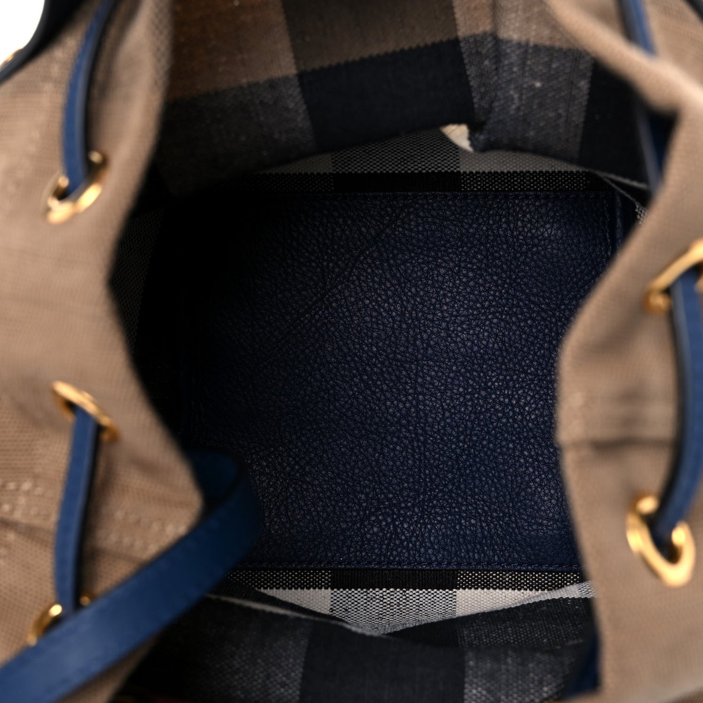 Grainy Calfskin Mega Check Tassel Heston Tote Navy