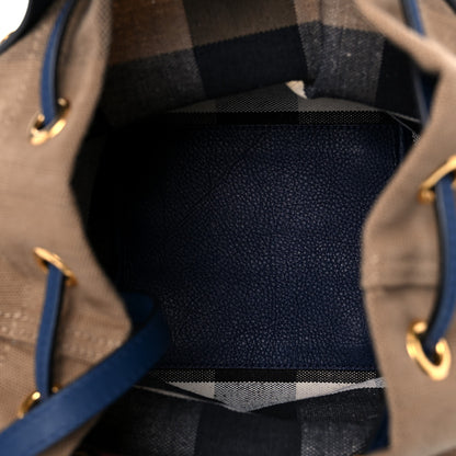 Burberry Grainy Calfskin Mega Check Tassel Heston Tote Navy 10 of 14