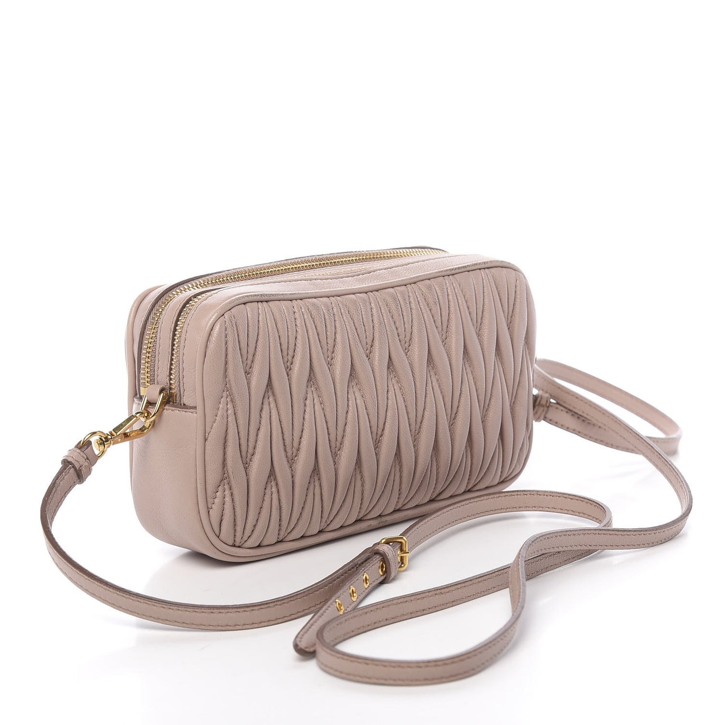 Nappa Matelasse Double Zip Chain Shoulder Bag Cammeo