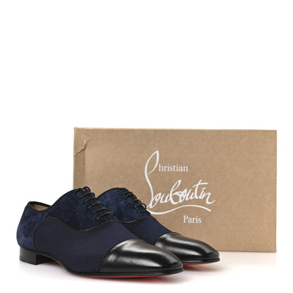 Christian Louboutin Calfskin Suede Tissu Mens Greggo Orlato Flat Oxfords 42.5 Black Nocturne 16 of 16