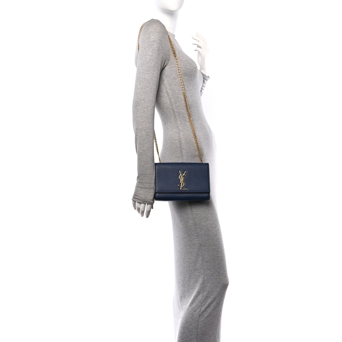 Grain De Poudre Small Classic Monogram Kate Satchel Denim Blue