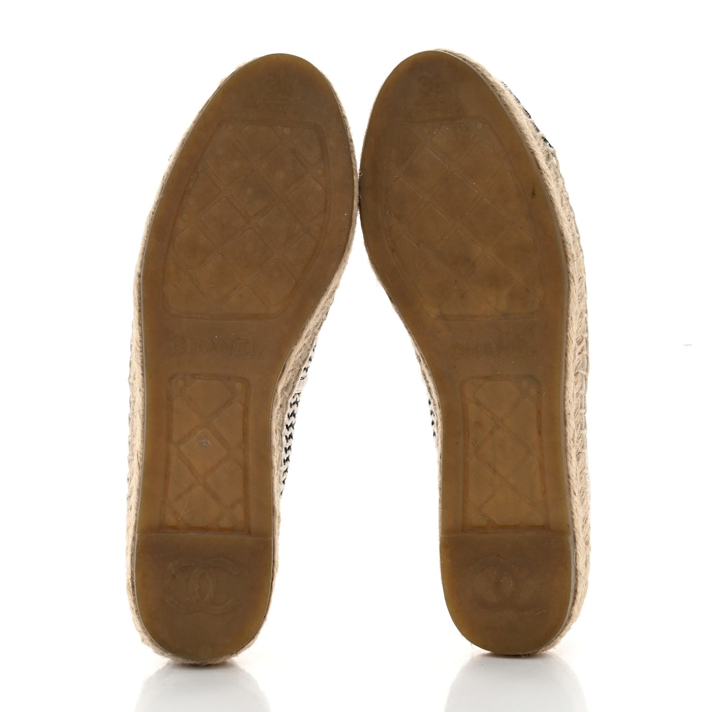 Mesh Grosgrain CC Espadrilles 36 Beige Black