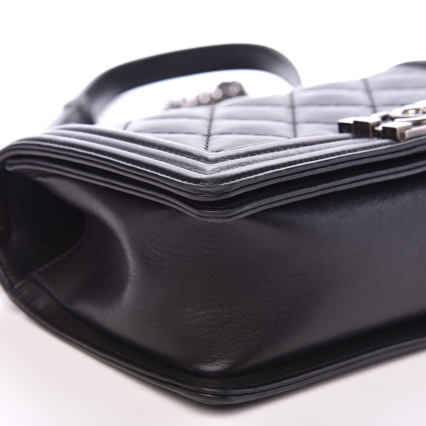 Calfskin Double Stitch Medium Boy Flap Black