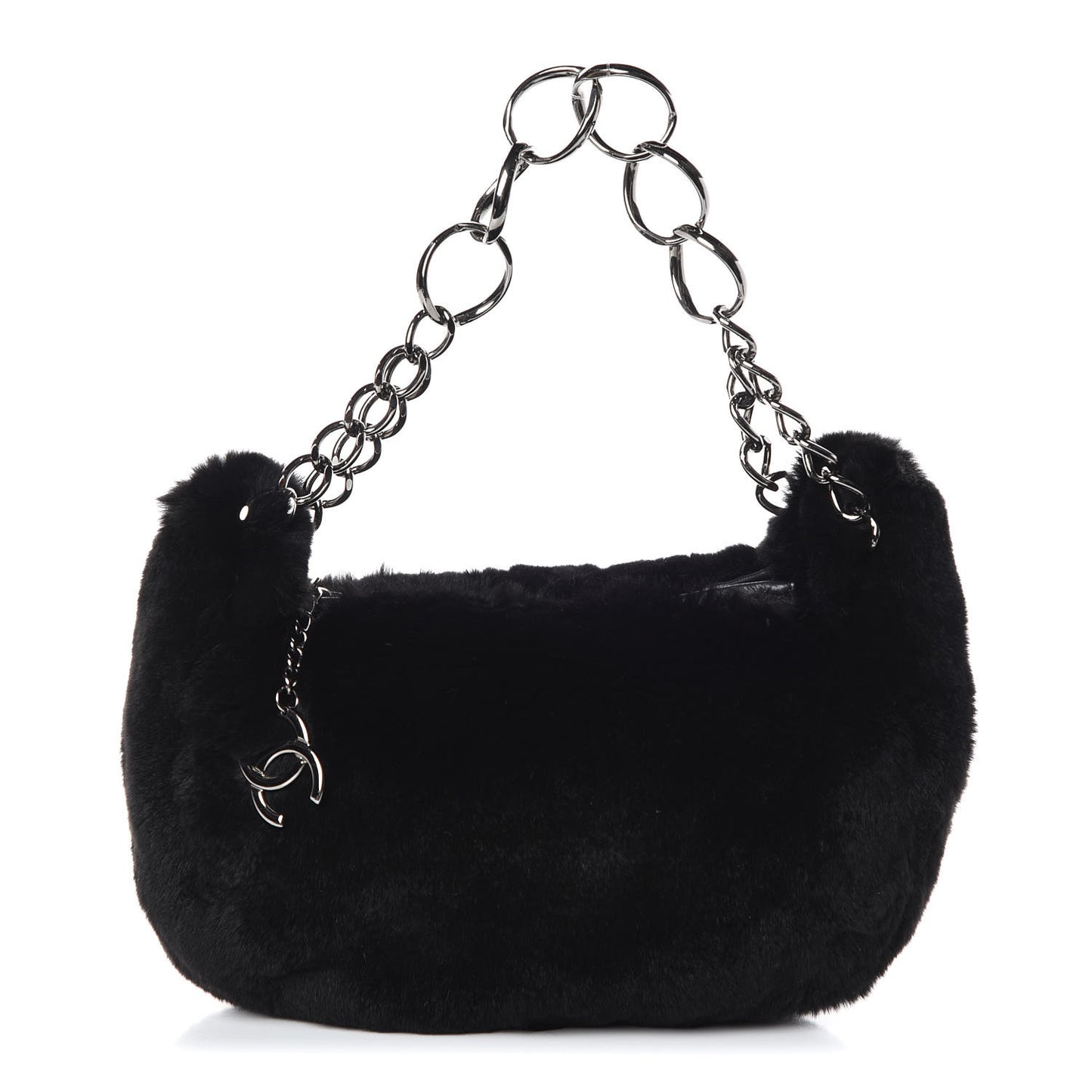 Lapin Rabbit Fur Shoulder Bag Black