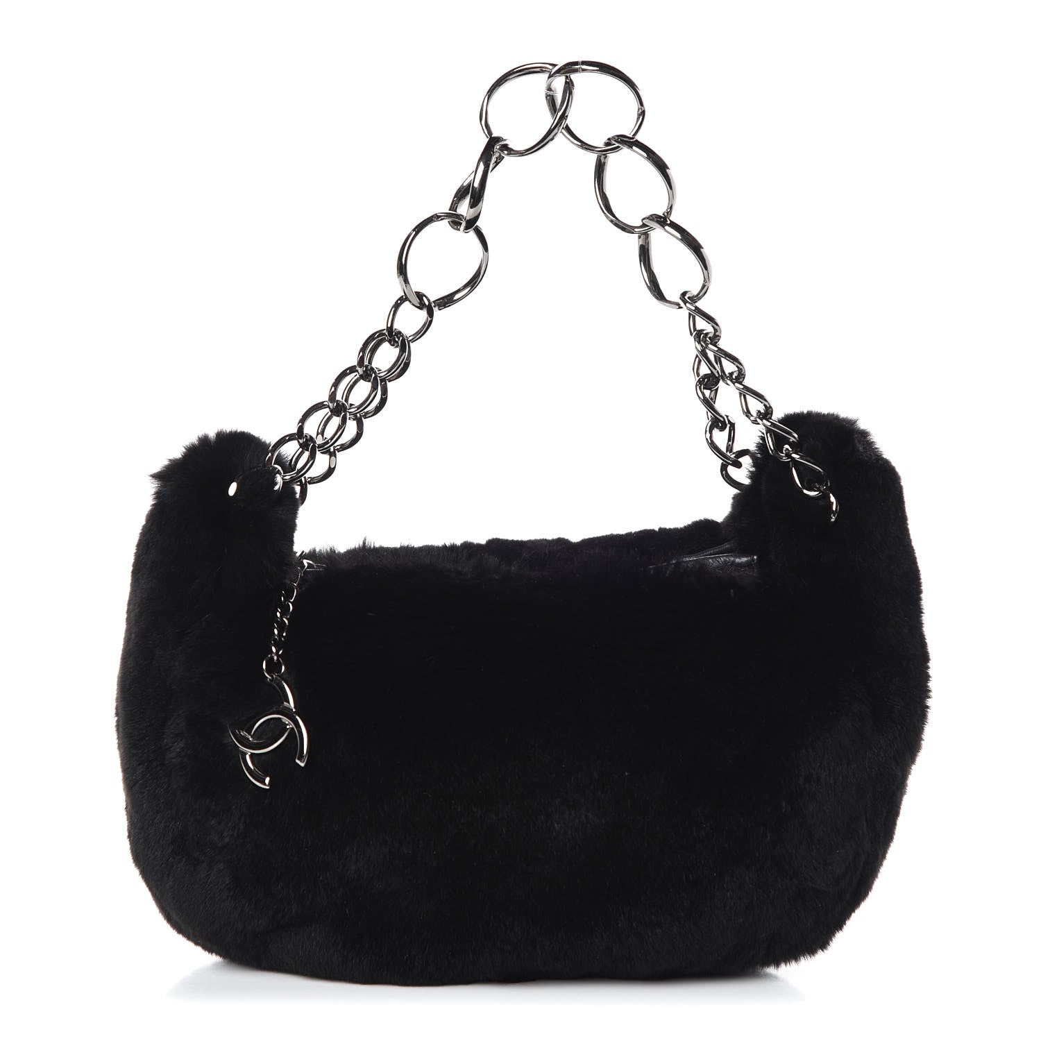 Chanel Lapin Rabbit Fur Shoulder Bag Black 1 of 8
