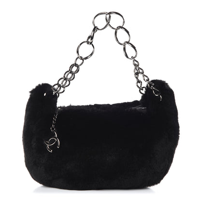 Chanel Lapin Rabbit Fur Shoulder Bag Black 1 of 8