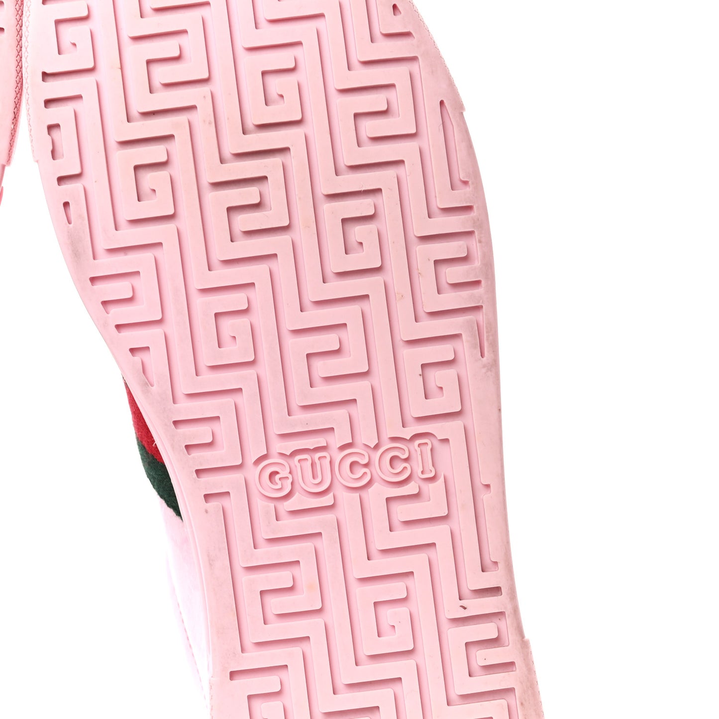 Crystal Monogram Textured Dollar Calfskin Web Womens New Ace Sneakers 41.5 Sugar Pink