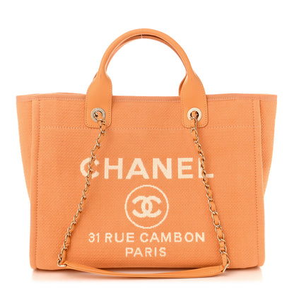 Chanel Canvas Small Deauville Tote Light Orange 1 of 12