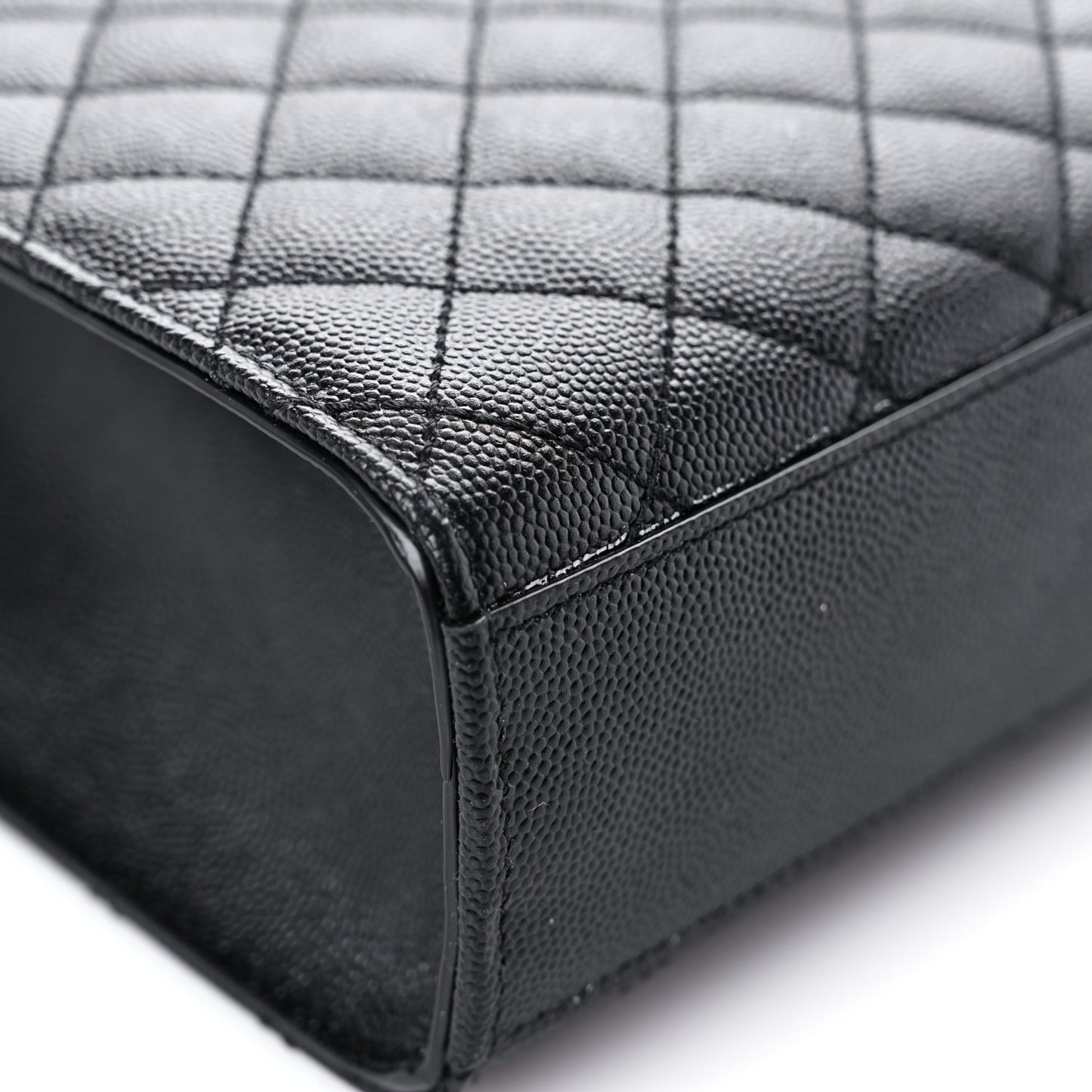 Grain De Poudre Textured Mixed Matelasse Large Triquilt Monogram Monochrome Satchel Black