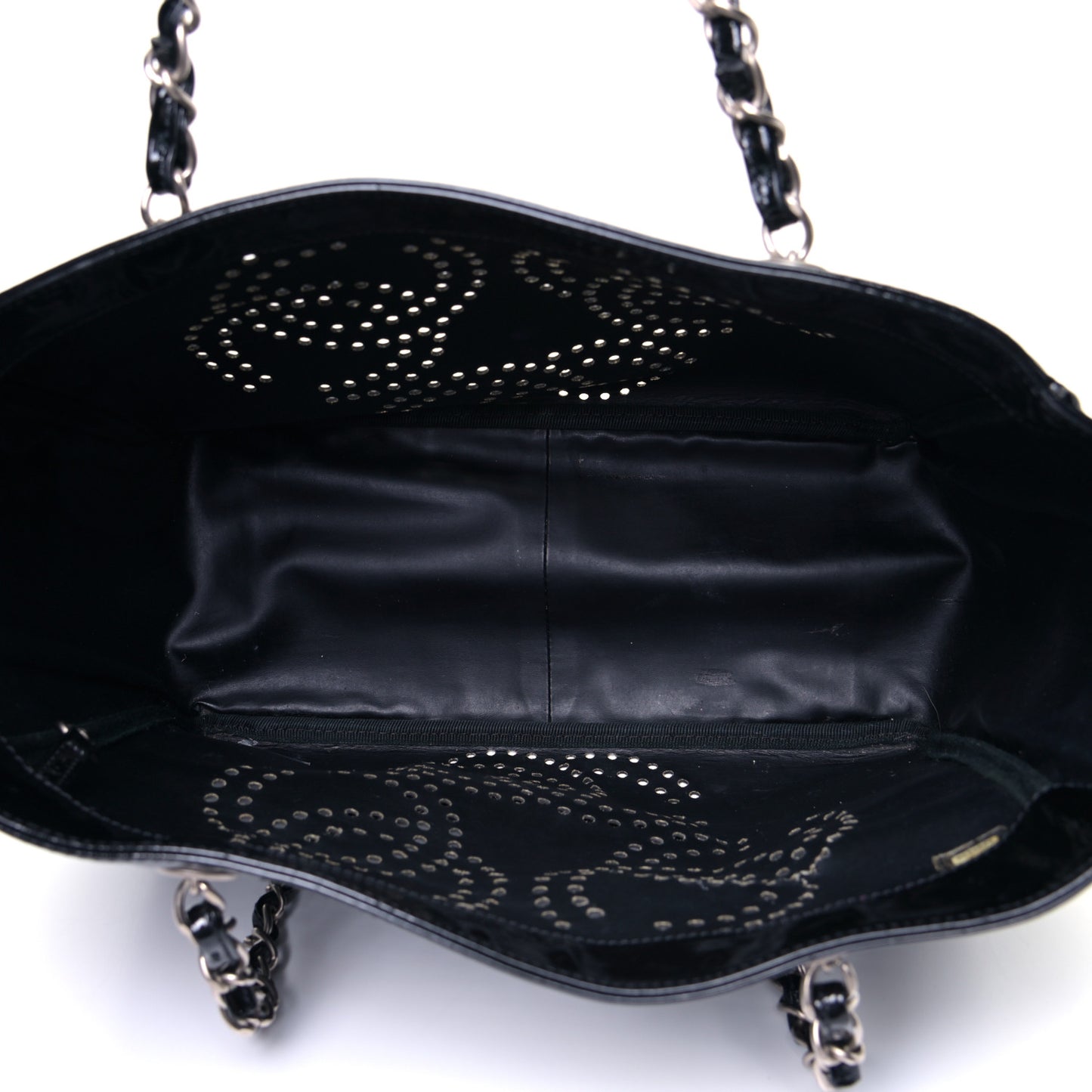 Patent Perforated CC Tote Black