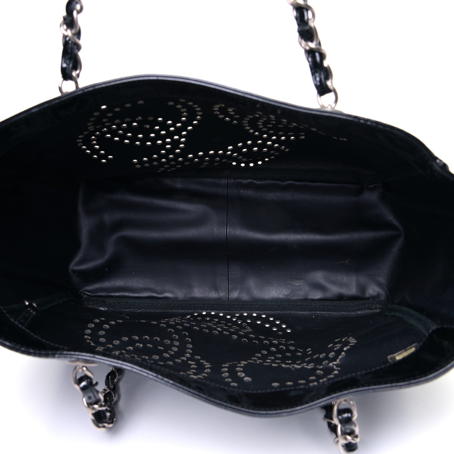 Chanel Patent Perforated CC Tote Black 4 of 4